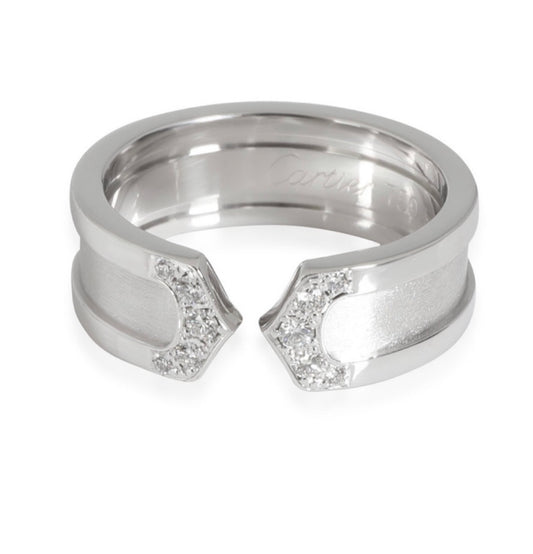 Vintage C de Cartier diamond ring in 18K white gold
