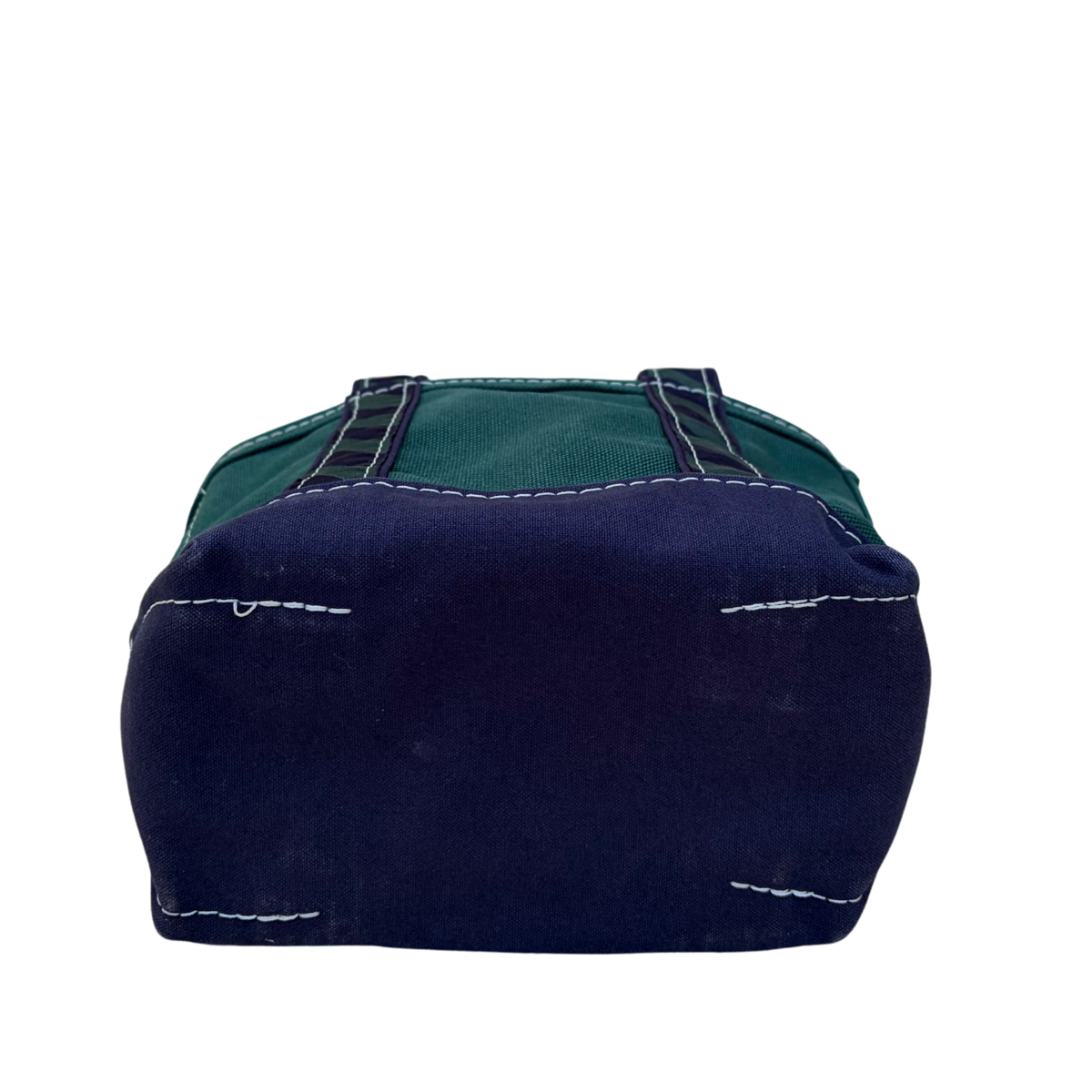 Base of vintage L.L. Bean tote showing reinforced double-layer bottom construction
