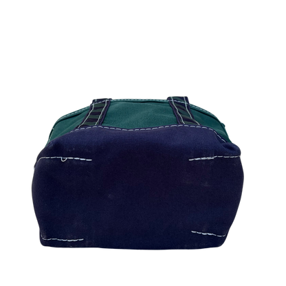 Base of vintage L.L. Bean tote showing reinforced double-layer bottom construction