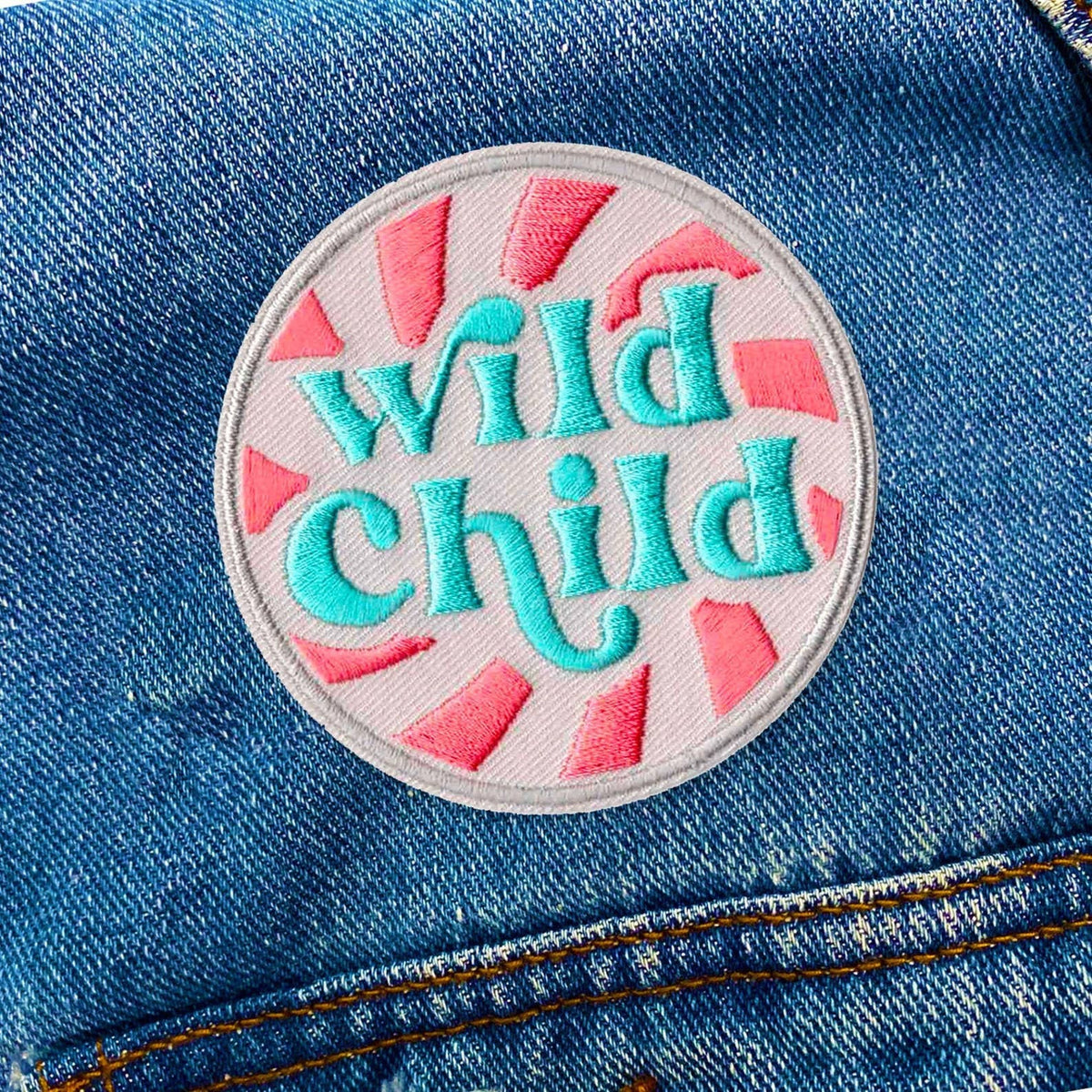 Wild Child round iron-on patch