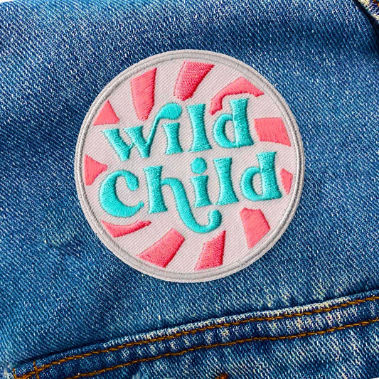 Wild Child round iron-on patch