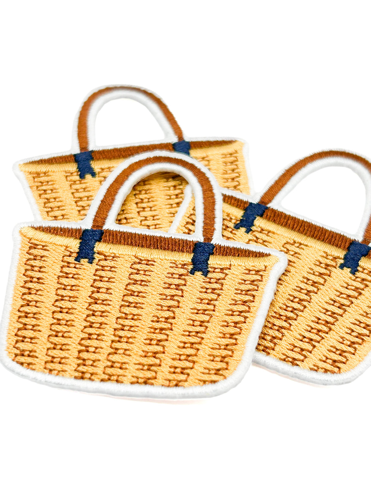 Market basket patches with iron-on backing, iron or sew on