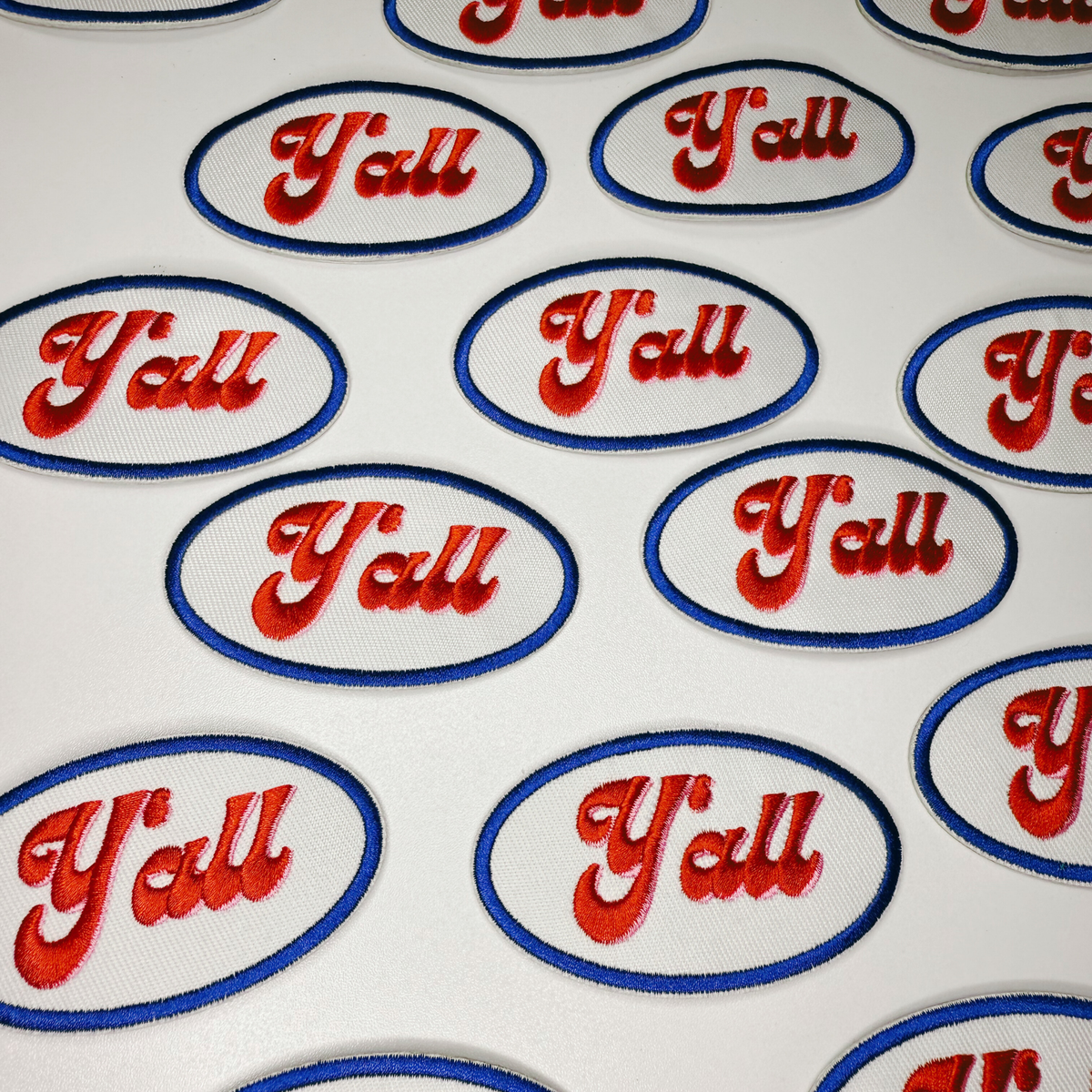 Y'all embroidered iron-on patch, view 2