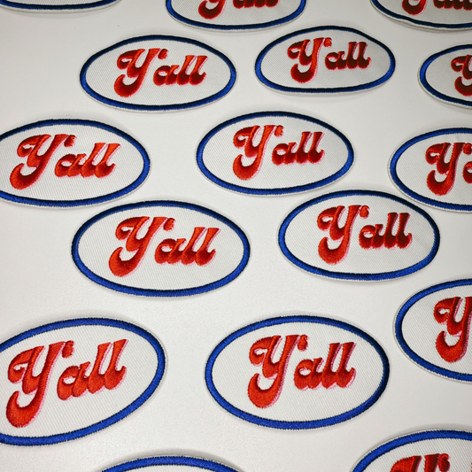 Y'all Southern embroidered patch, 3 inches