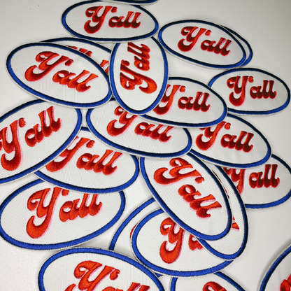 Y'all embroidered iron-on patch, view 3